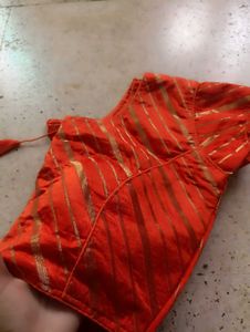 Orange &amp; Gold Striped Blouse