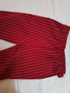 Striped Red Casual Pants