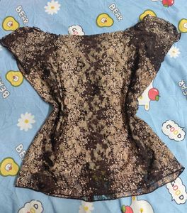 Brown Grungefairy /forestcore Lacey Top