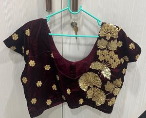 Price Drop!  Maroon Velvet Lehenga