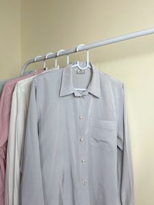 Elegant Gray Button-Down Top