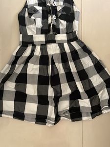 black &amp; white anime checkered cosplay halter dress