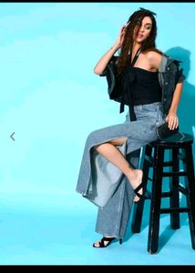 Stylish Denim Jeans with Slit