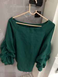 Green Puff Sleeve Top
