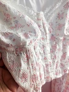 Floral Corset Blouse with Lace &amp; Puff Sleeves