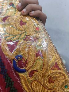 Madwadi Zari Work Red Georgette Chunri Duppata