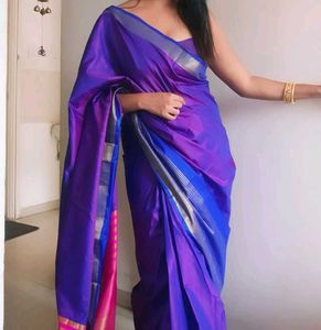 Ready to wear elegant Purple Silk Saree