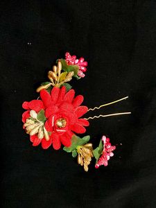 Red Floral Hair Pin
