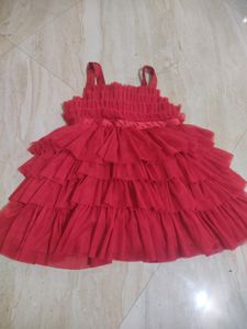 Red Ruffled Tulle Dress