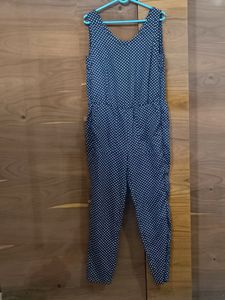 Blue N White Polka Dot Jumpsuit