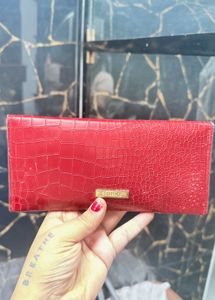 Red Croc Leather Wallet