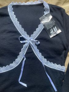 Lace Trim Bow Tie Crop Top