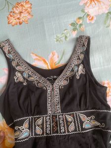 Black Embroidered Tank Top