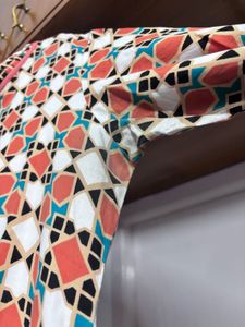 “Yufta” Vibrant Orange Geometric Dress