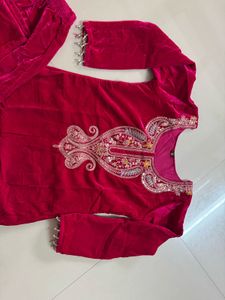 Beautiful Pink Velvet Dress Without Duppata