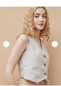 Striped Linen Blend Vest