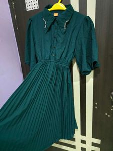Women Fit And Flate Dark Green Dress