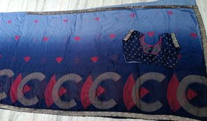 Elegant Navy Blue Saree with Accents