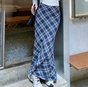 Plaid straight skirt