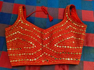 Glass Fitted Red Blouse