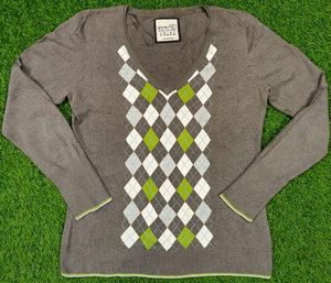 Imported Argyle Pattern Sweater