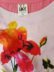 Pink Floral Printed Flated Kurta (6XL)