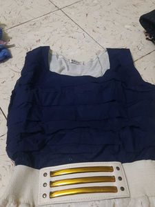 Navy &amp; White Lace Dress