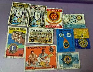 10 Rotary & Lions Club Themed Stamps
