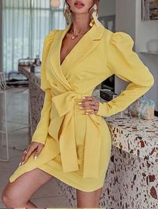 Chic Yellow Blazer Dress