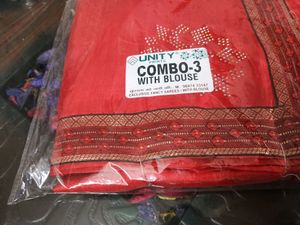 Fancy Red Saree With Blouse
