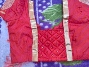 Red Quilted Embellished Blouse