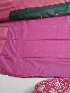 Dark Green Pink Silk Saree...