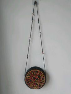 Round Beaded Shoulder Bag