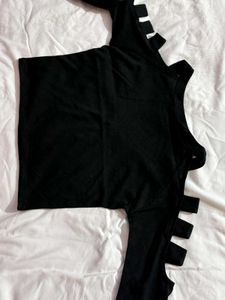 Black Cutout Long Sleeve Top