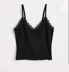 H&amp;M Lace Trimmed Top