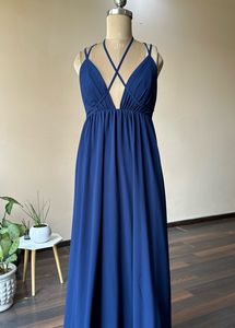 Blue Multiway Tie Up Criss Cross Dress (bust:30-34