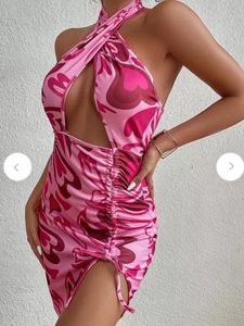 Pink Y2K  Pattern Mini Dress