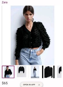 Zara Textured Floral Applique Jacket