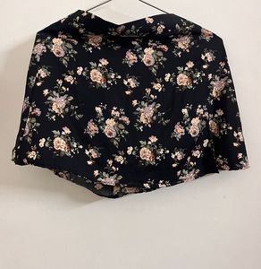 Berrylush Black Floral Skirt
