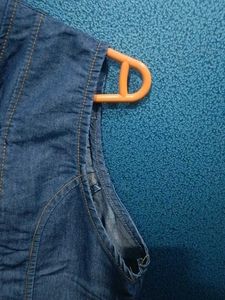 Denim Vest with Asymmetrical Zipper