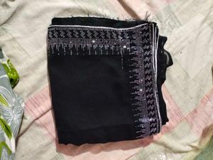 Elegant Black Embellished Saree