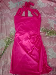 Pink Back-Tie Mini Dress