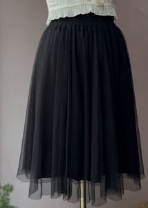 Black Tulle Midi Skirt
