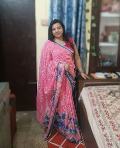 Pink Floral Saree
