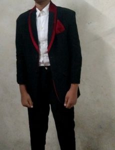 Boys Black Suit with Red Trim