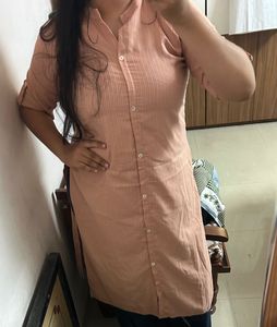 Peach Striped Kurta