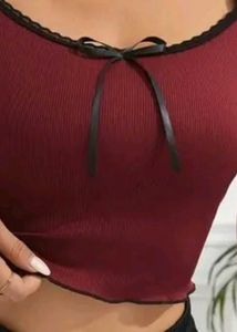 Cat Graphic And Bow Crop Tops