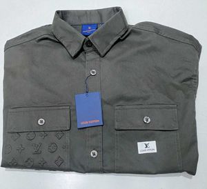 M-Louis Vuitton Double Pocket Grey Shirt For Men's