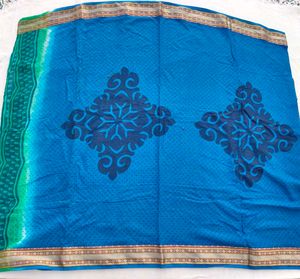 Elegant Blue Printed Cotton Dupatta 💙