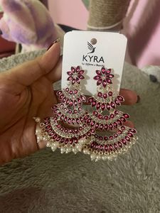 Expensive Silver With Pink Gemstones Earrings